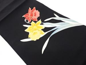 塩瀬金彩カトレヤ模様名古屋帯